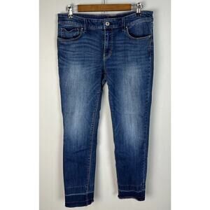 White House Black Market The Slim Ankle Jeans Blue Size 8 Raw Hem Women’s